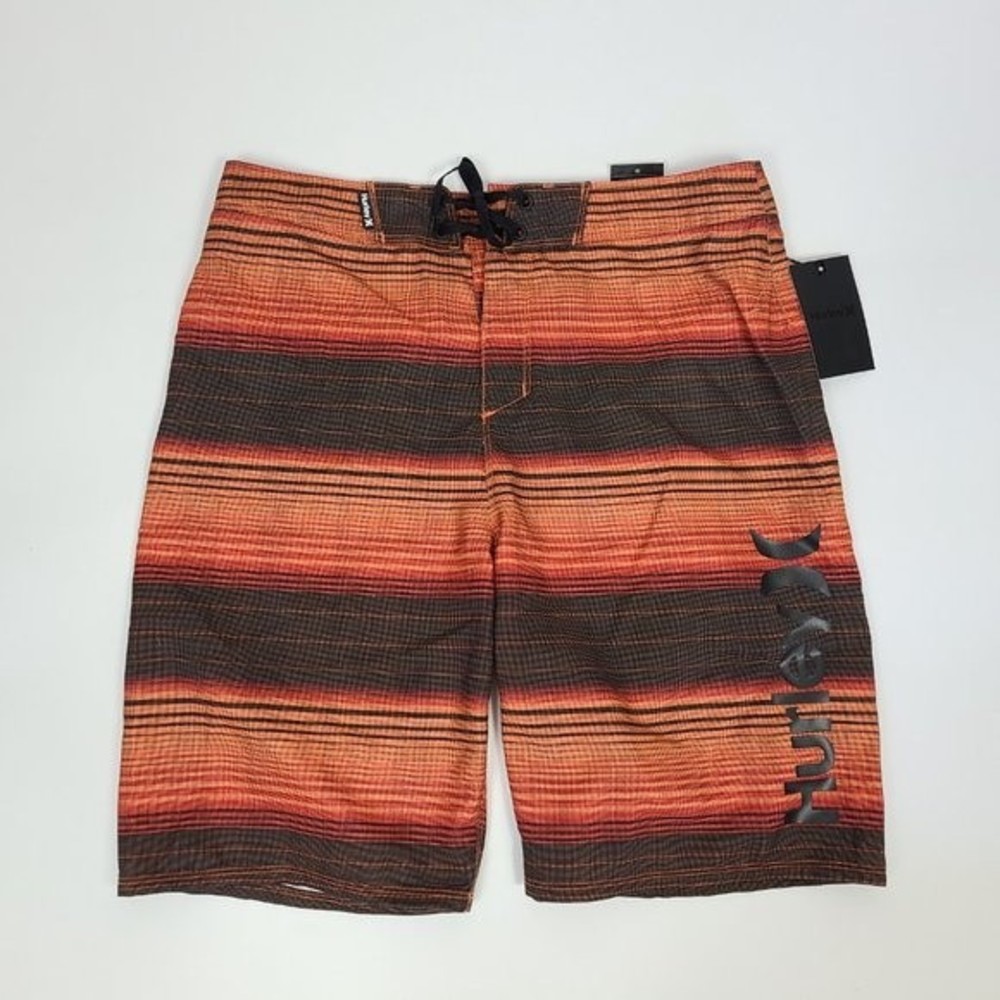 Hurley Orange Brown Prism Board Shorts Swim Trunk Size 30